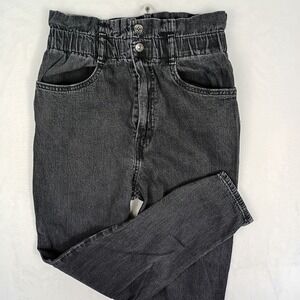 Levis Paperbag Waist High Rise Tapered Jeans Washed Black Size 27